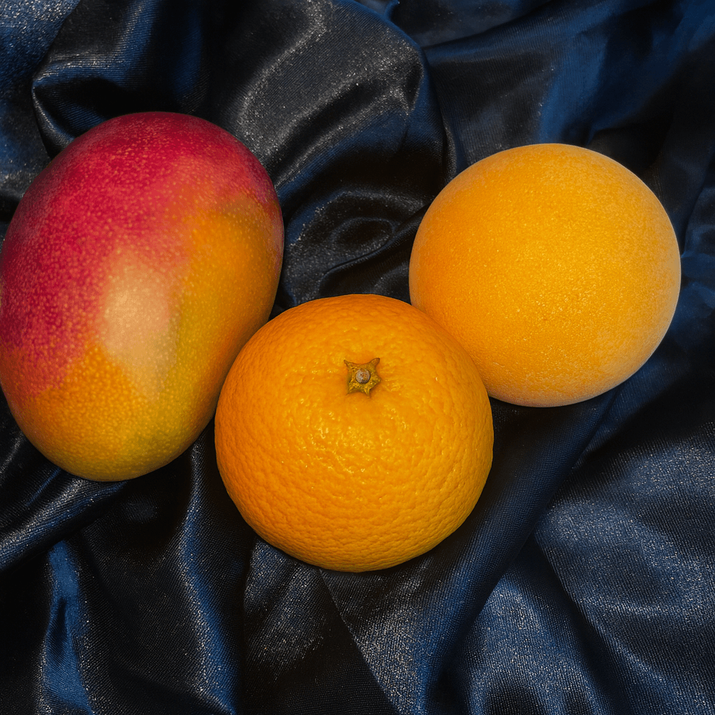 Bombe de bain fluorescente au parfum de Mangue-Agrumes.